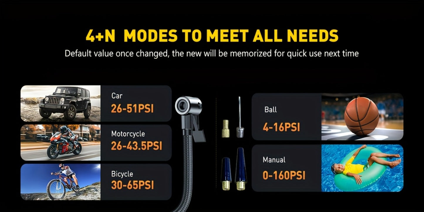 160PSI Air Pump Jump Starter 12V – Portable Car Emergency Starter, LED Light & Battery Charger, Winter Essential, 2 Styles