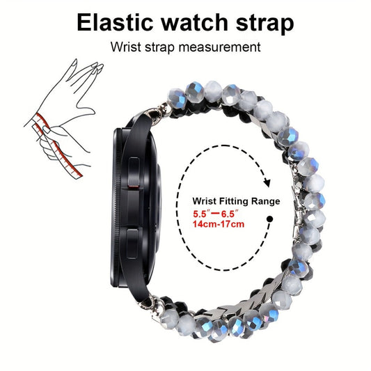 Watch Band with Elastic Arrow Beads in Pink, Silvery Gray or Gold for Listed Samsung Galaxy Watch Models