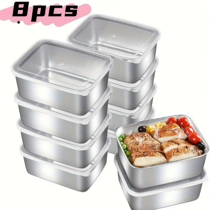 Food Storage Containers 304 Stainless Steel Set with Lids in Five-, Six- or Eight-Piece Options