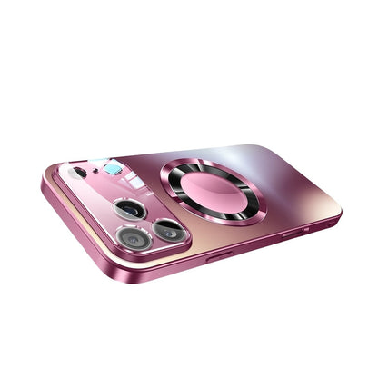 Phone Case Matte Titanium-Finish Magnetic Cover with Built-In Glass Lens Protector for Select iPhone Models