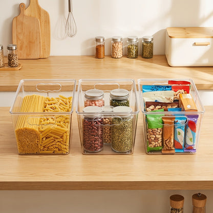Clear Stackable Storage Bins with Lids 10 Pack - Large Plastic Pantry Organizer Containers with Handle, 11x7.5x6 Inch, for Kitchen Fridge Cabinet Closet Bathroom Organization
