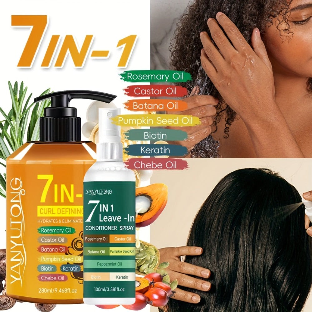 Two-Piece Curl Styling Set with 280ml Pump Cream, 100ml Leave-In Spray and Six Named Formula Markers