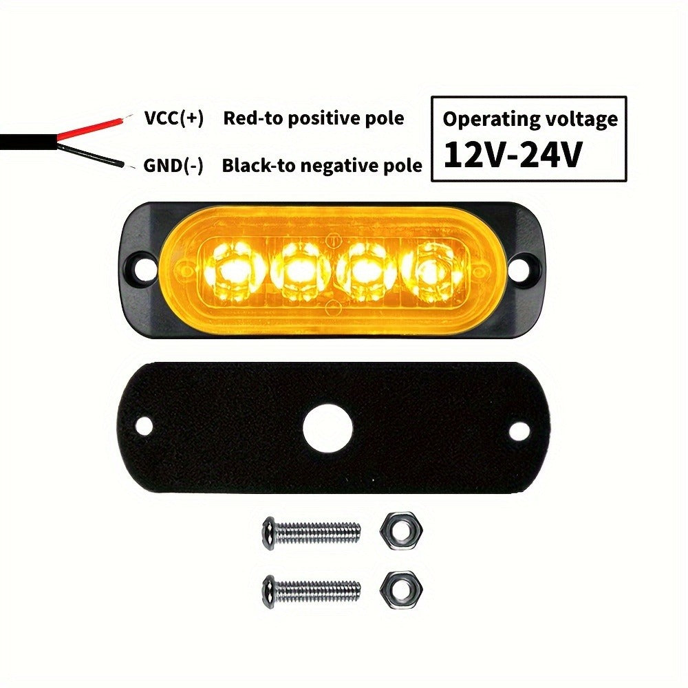 10pcs Universal LED Marker Lights for Trucks Cars 12V-24V Upgraded Clearance Side Marker Indicator Lamps, White Amber Red Options for Trailers RVs Pickups Heavy Duty Vehicles