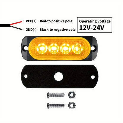 10pcs Universal LED Marker Lights for Trucks Cars 12V-24V Upgraded Clearance Side Marker Indicator Lamps, White Amber Red Options for Trailers RVs Pickups Heavy Duty Vehicles