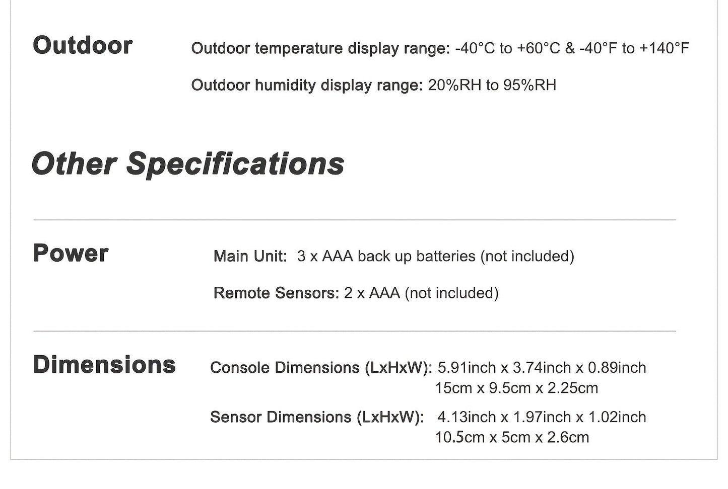 5055C Wireless Indoor Outdoor Thermometer with Color Display, Humidity, Forecast and Remote Sensor