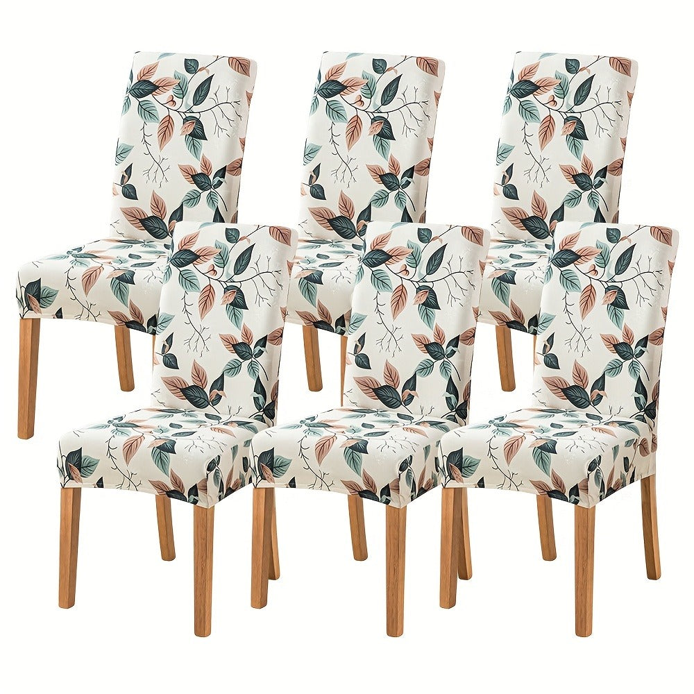 Printed Stretch Dining Chair Covers in Ten Patterns with Four- or Six-Piece Set Checkouts for Parsons Chairs