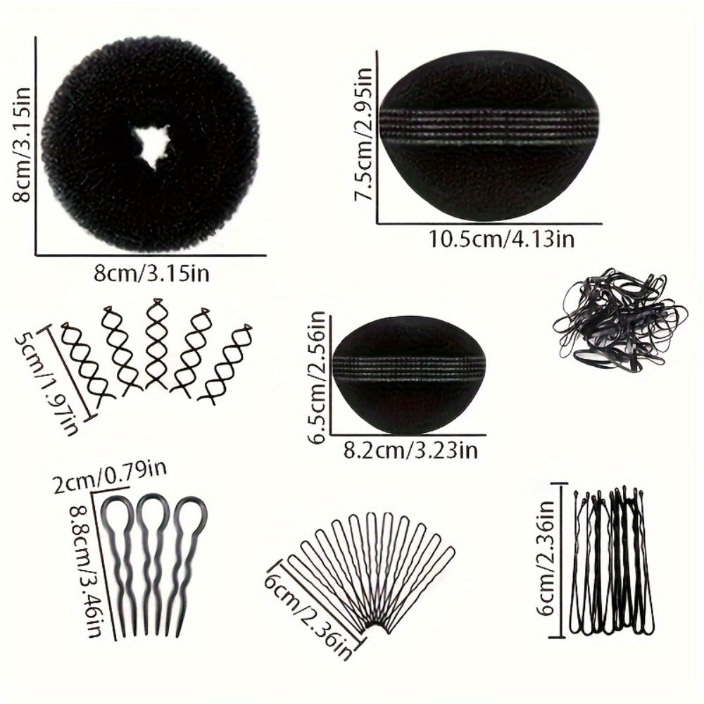 Hair Accessories 81-Piece Styling Kit with Bun Makers, Curlers, Clips, Pins and Braiding Tools