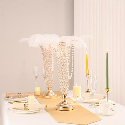 Crystal-Style Trumpet Decorative Vase Set in Gold or Silver and Two- or Ten-Piece Options for Home and Everyday Use