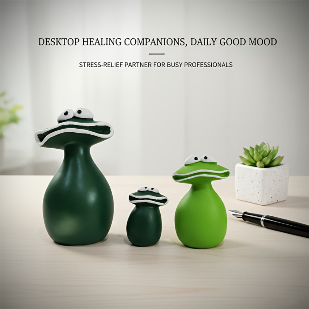 Resin Big Mouth Frog Figurines Set of 3 – Cute Garden Courtyard Ornaments, Funny Parody Decor