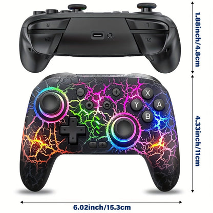 Switch Pro Controller Wireless RGB Rechargeable with 6-Axis Gyro & 10 RGB Lights, Compatible with Nintendo Switch, Switch 2, Switch Lite & Switch OLED – Wireless Remote Gamepad for Nintendo Switch