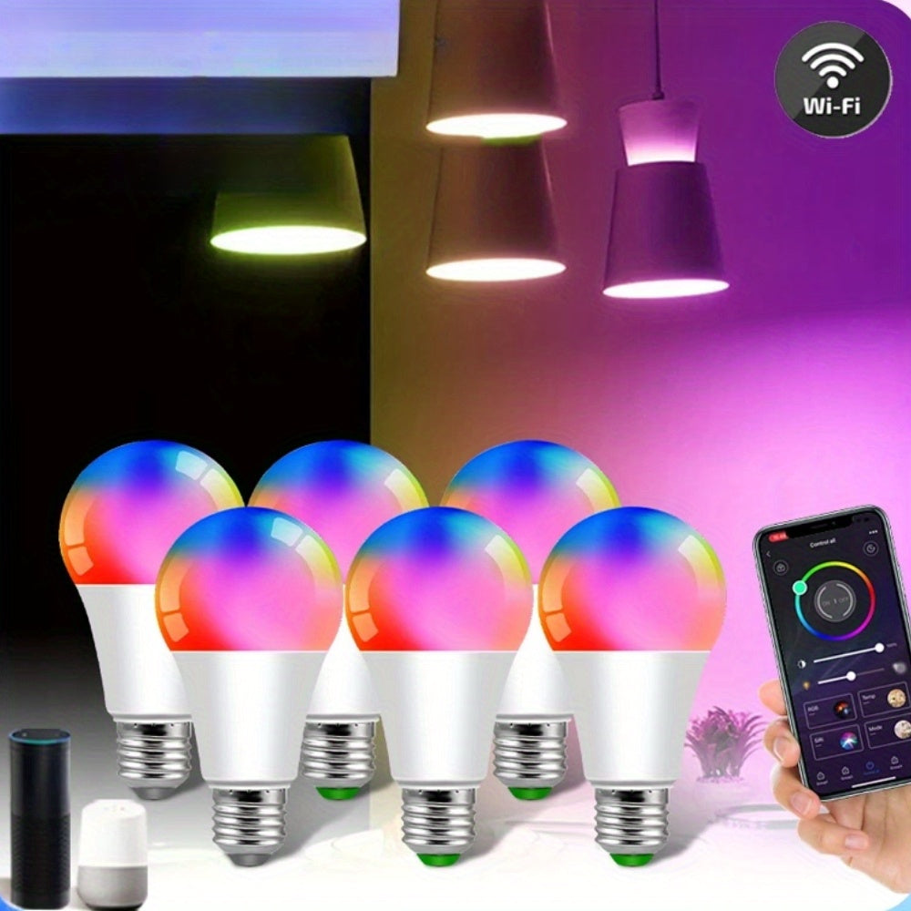 A19 E26 Wi-Fi Smart Light Bulbs with RGB Color and White Modes in Two-, Four- or Six-Bulb Packs