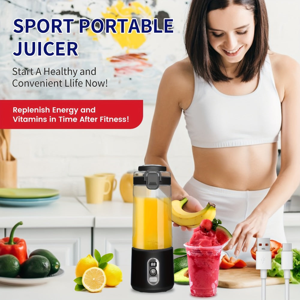 Portable Blender with Clear Cylindrical Cup, Digital Timer Display, Flip-Up Handle and Three Color Options