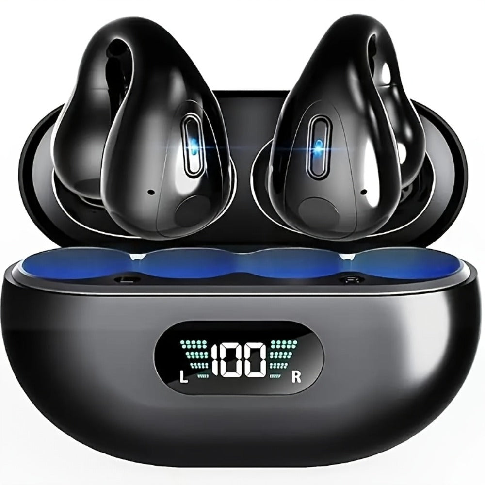 Menzluio Bone Conduction Headphones 48H Playtime HiFi Stereo Active Call Noise Canceling Wireless Open-Ear Headset for iPhone Android Sports Running Cycling Outdoor Awareness