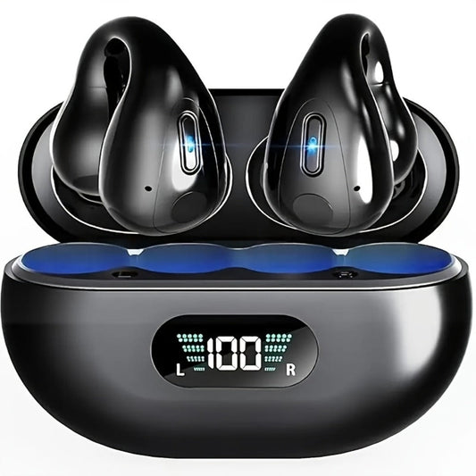 Menzluio Bone Conduction Headphones 48H Playtime HiFi Stereo Active Call Noise Canceling Wireless Open-Ear Headset for iPhone Android Sports Running Cycling Outdoor Awareness