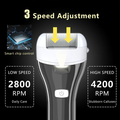 14-in-1 Rechargeable Electric Foot File Kit with Three Roller Heads and Three Color Options