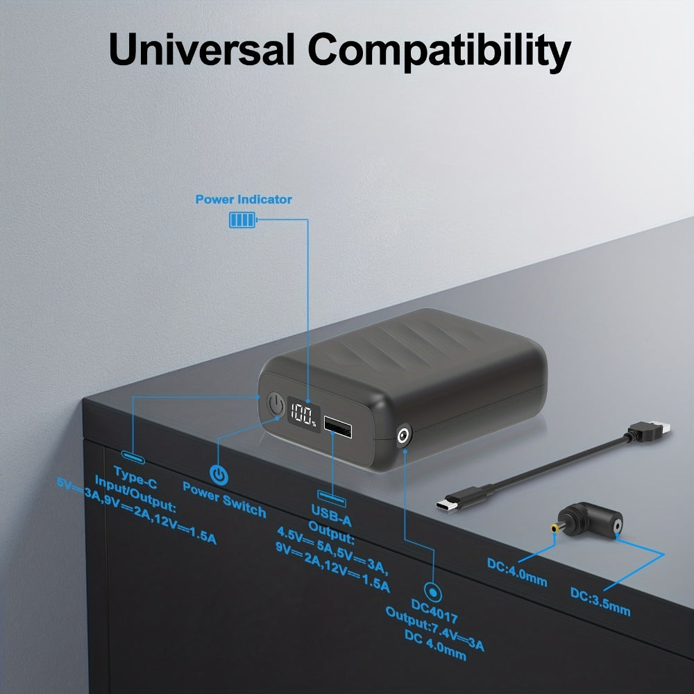 Power Bank 20000mAh Dual-Voltage 5V/7.4V with 22.5W, USB-A, USB-C, DC and LED Display for Heated Clothing