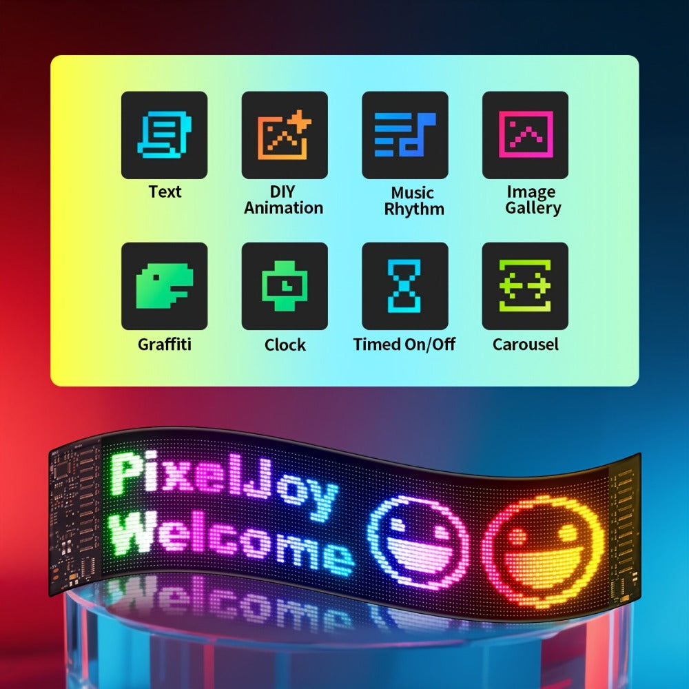 Programmable LED Sign Flexible Matrix Panel – App & USB Control, RGB Multicolor, Music Sync, Text & Animation Display for Indoor Shop, Party & Event Decoration (16×32 to 16×192)