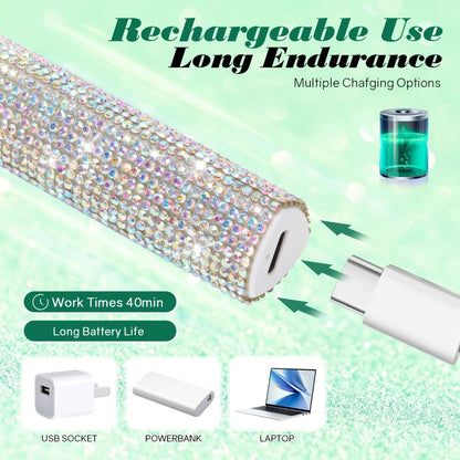 Rhinestone Handheld UV/LED Nail Lamp with 365nm/405nm Markings, 20s/60s Timers and USB Charging