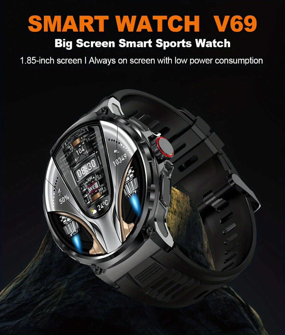Smart Watch 1.85-Inch Round Display with 710mAh Battery, Wireless Calling and Silver or Black Band