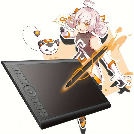 GAOMON M10K Drawing Tablet 8192 Levels Pressure Sensitivity Battery-Free Stylus 10 Programmable Hot Keys Digital Art Graphics Tablet Mac Windows PC Photo Editing Illustration Design 6.5x4 & 10x6.25 Inch