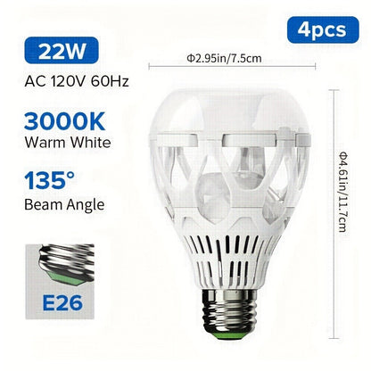 SANSI A21 LED Light Bulbs, 22W E26 Four-Pack with 3000-Lumen Marking in 3000K Warm or 5000K Daylight White