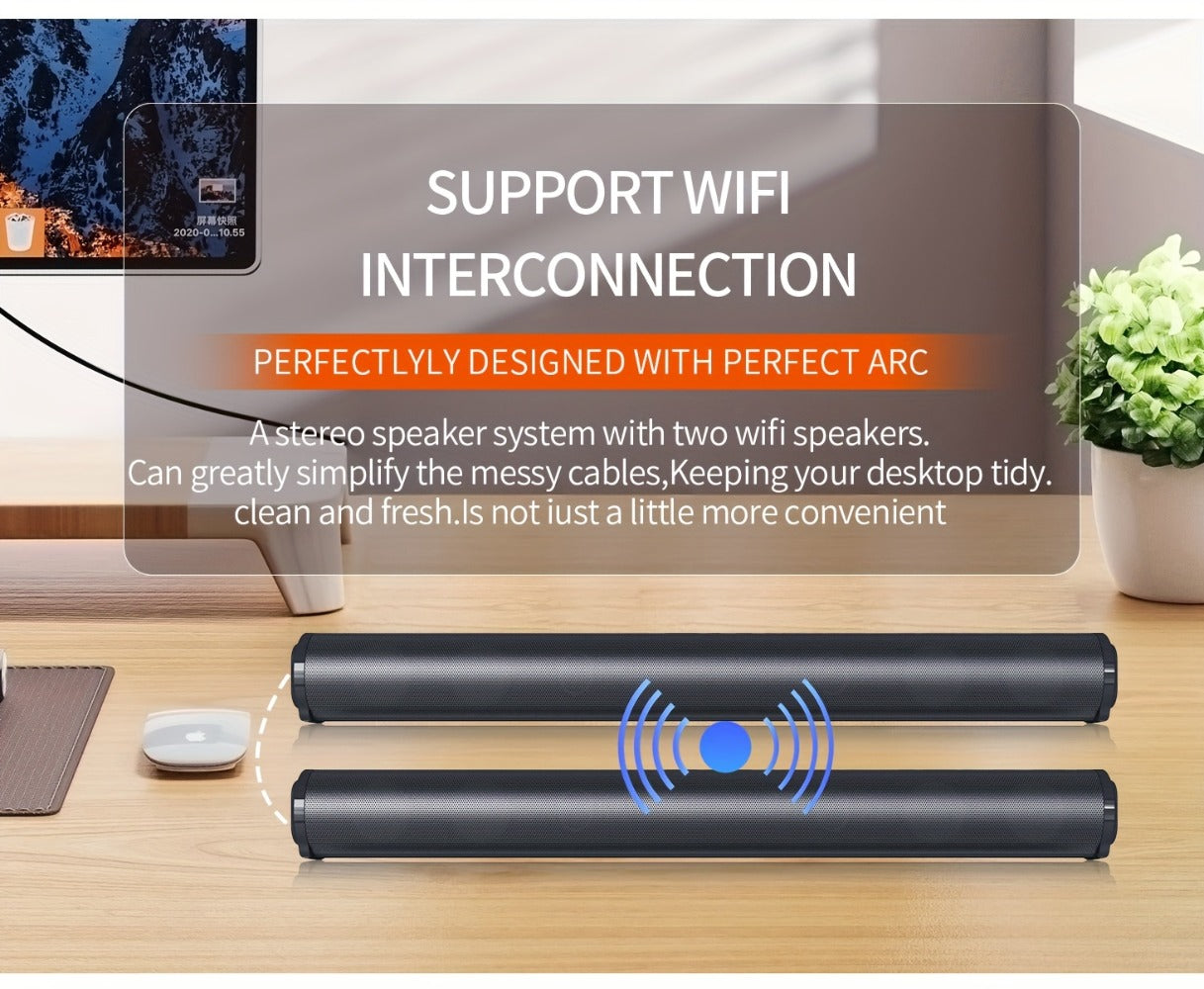 4D Echo Pearl Hi-Fi Soundbar with Subwoofer – Surround Sound Speaker System for TV, Computer & Laptop, Infrared Remote Control, Wired & Wireless, Portable Home Theater Soundbar