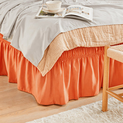 Bed Skirt Elastic Wrap Around Ruffle - 15 Inch Drop Microfiber Dust Ruffle, Adjustable No-Lift Fit, Fade Resistant Machine Washable, Hotel Quality Bedskirt for Twin Full Queen King, 30 Colors