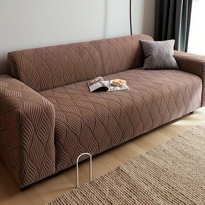 Sofa Cover Polar Fleece Modern Jacquard Elastic Slipcover with Anti-Slip Fit for 1 to 4-Seater Sofas