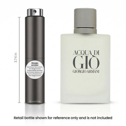Acqua Di Gio EDT Travel Spray for Men 5ml Portable Atomizer Aquatic Fresh Cologne Bergamot for Bath Time, Home Spa and Personal Care