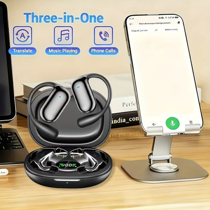 AI Translation Earbuds 144 Languages Real-Time Bluetooth 6.1 TWS Meeting Notes Noise Cancelling Crystal Mic Touch Control Type-C Charging All Smartphones Business Travel