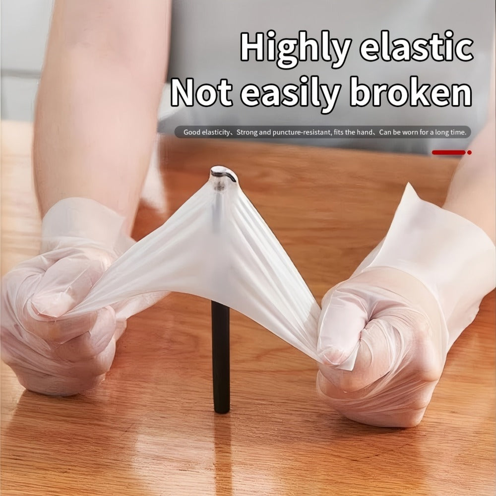 Clear CPE Poly Disposable Gloves with 200- or 1000-Piece Packages and Restricted S, M or XL Size Mapping