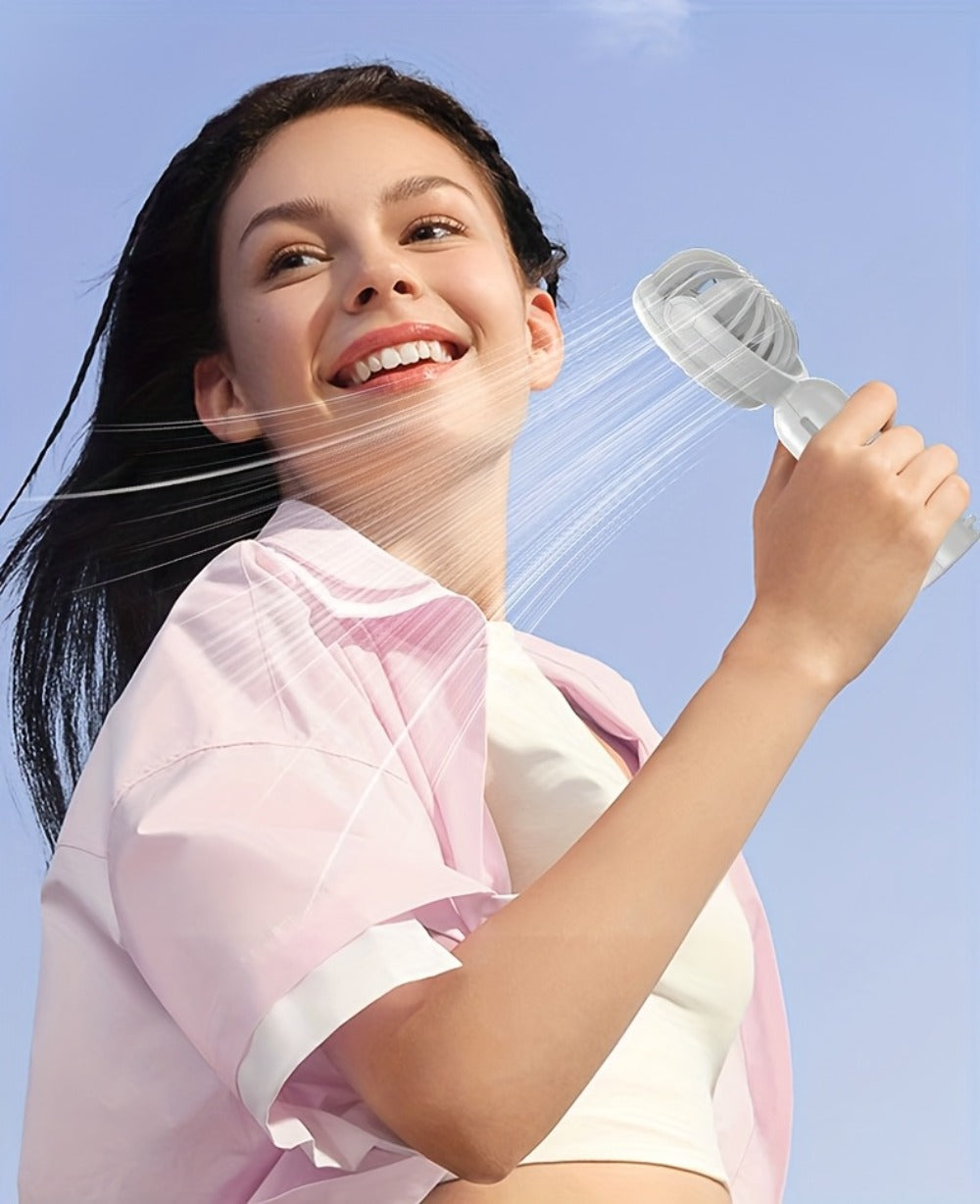 Mini Handheld Fan Set with Pivoting Heads, Three Speeds, USB-C Charging and 3- or 6-Piece Color Packs
