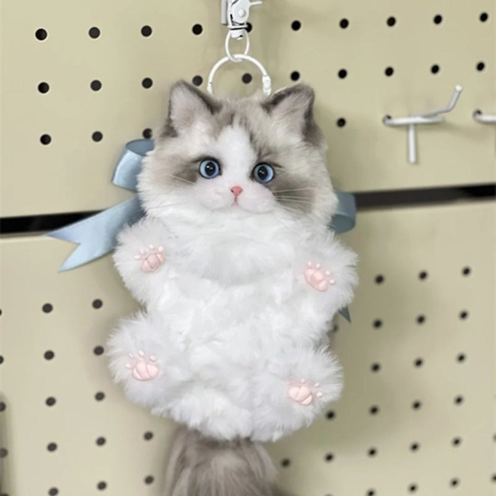 Fluffy Pipe Cleaner Cat Keychain DIY Kit 2pcs Handmade Kawaii Cat Charm Craft Set – Orange Cat & Gray Cat Material Kit Gift for Girls Girlfriend Cat Lovers Beginners