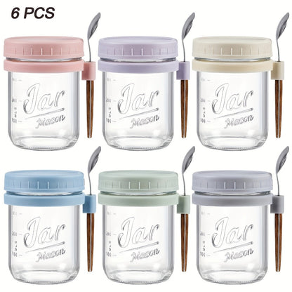 Portable Overnight Oats Cups with Flip-Top Lids in Four- or Six-Piece Sets for Meal Prep and Travel