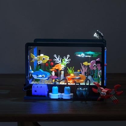 501-Piece Ocean Aquarium Building Block Set LC8059 with LED Light and Marine Life Display Scene