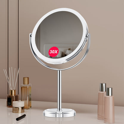 1X/30X Magnifying Makeup Mirror with Stand – Double Sided 360° Rotation Vanity Mirror for Travel & Home