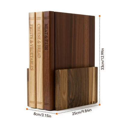 Acacia Wood Cutting Board Set 3 Piece with Stand Book Shaped Decorative Chopping Board for Vegetables Cheese Bread Meat Kitchen Gift Set