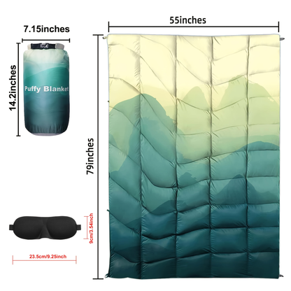 Quilted Camping Blanket in Nine Printed or Solid Designs, Each with Displayed 55 x 79-Inch Size and Roll Bag