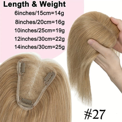 Clip-In Lace Hair Topper with 8 x 10 cm Base in Four Colors and 6-, 8-, 10-, 12- or 14-Inch Lengths