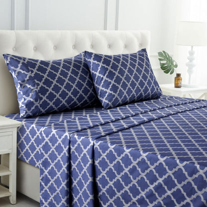 Bed Sheet Set Brushed Polyester in 3- or 4-Piece Configuration with Six Sizes and Eight Colors