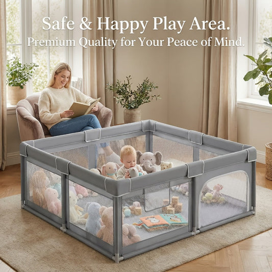 Baby Playpen, 50x50 Inch Breathable Mesh Play Yard for Babies Toddlers Indoor Outdoor shown in the main product view