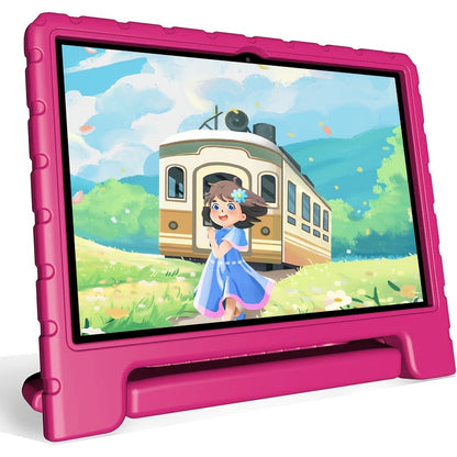 Kids Tablet 10.1 Inch Android 14 8GB RAM 64GB Storage 6000mAh Battery WiFi Dual Camera 1280x800 Parental Controls Google Kids Space Drop Protection Educational Blue Pink Purple Green
