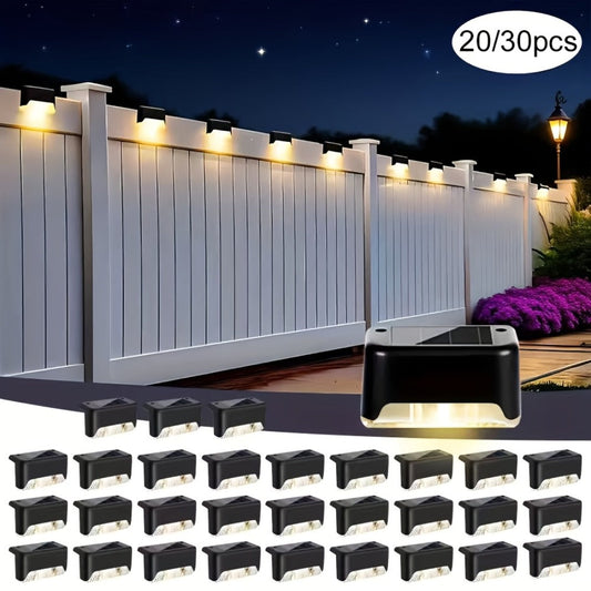 Solar Deck Lights Outdoor 20/30 Pack IP44 Waterproof Warm White LED Step Lights for Stairs Fence Patio Garden Pathway Courtyard Landscape Decoration - Black White Brown Available