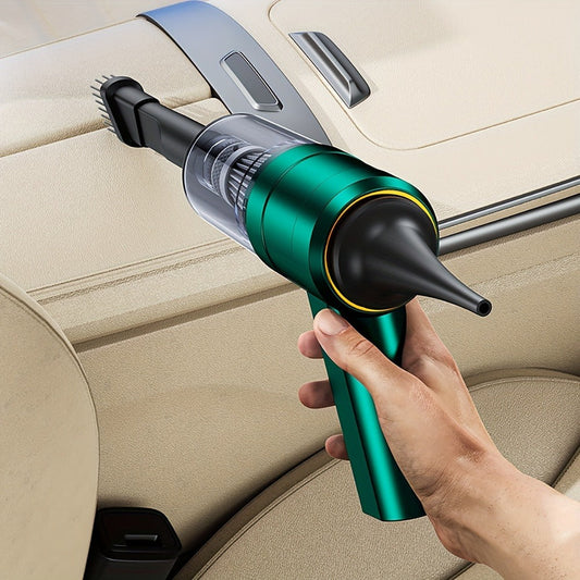 Mini Handheld Vacuum Cordless 4-in-1 Rechargeable | Portable Car Vacuum Cleaner & Air Blower & Hand Pump – Dust Buster for Keyboard, Car Interior, Inflate & Deflate, Green