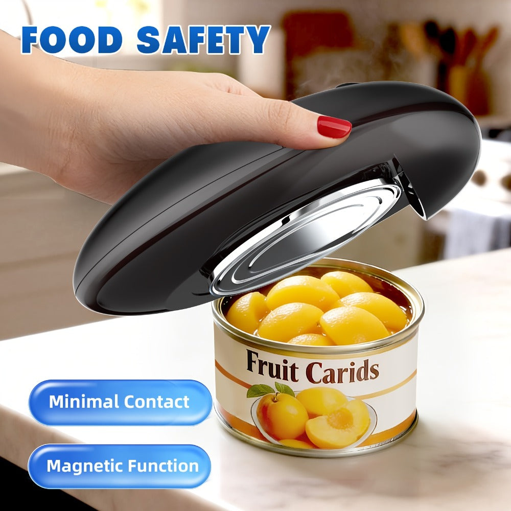 Cordless One-Touch Can Opener with Oval Body in Gray-Red, Black or White-Red Color Options