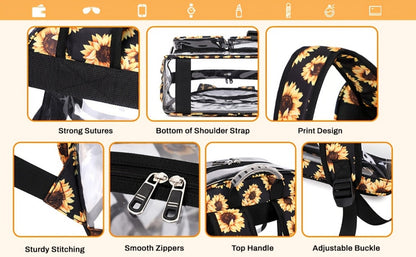 Backpack for Women – PVC, Clear, Transparent, Large Capacity – detail view 12