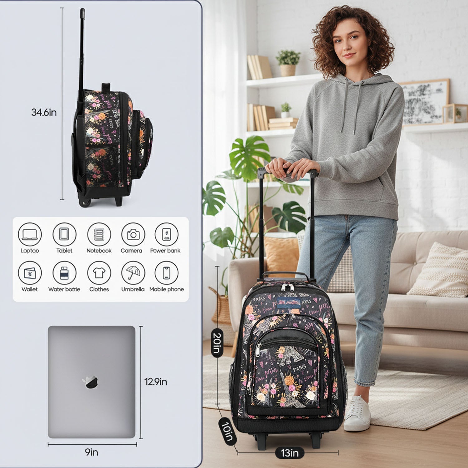 Backpack for Women – 20 Inch, 2 In, Convertible, Waterproof – detail view 3