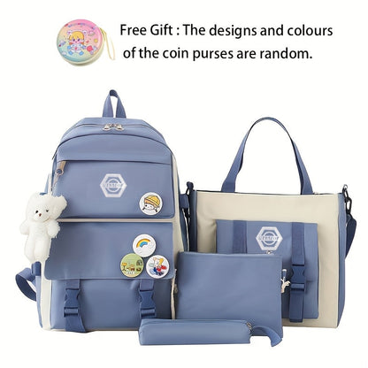 Backpack for Women – 4-Piece, Canvas, for Travel & School – detail view 2