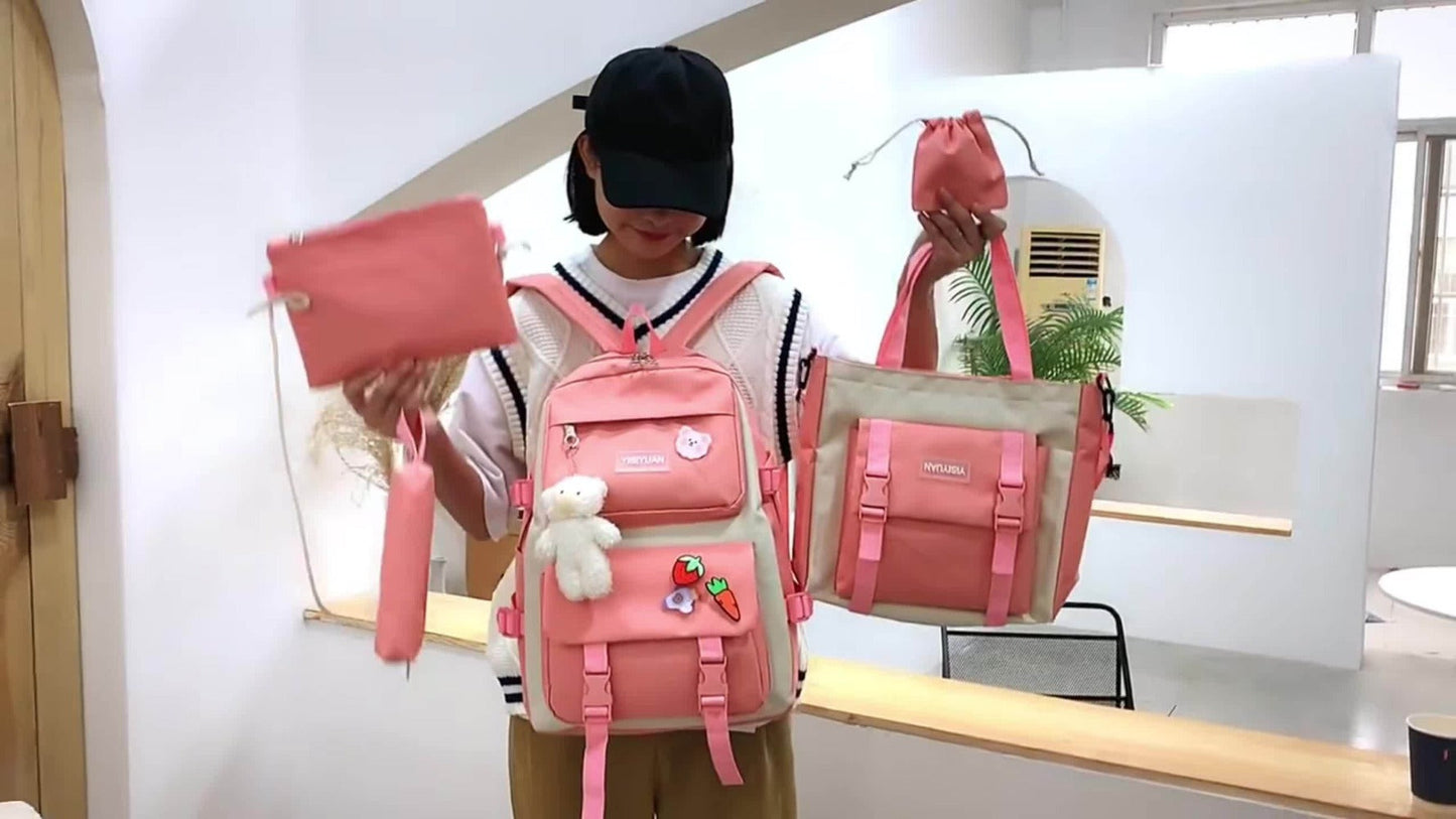 Backpack for Women – 4-Piece, Canvas, for Travel & School – detail view 13