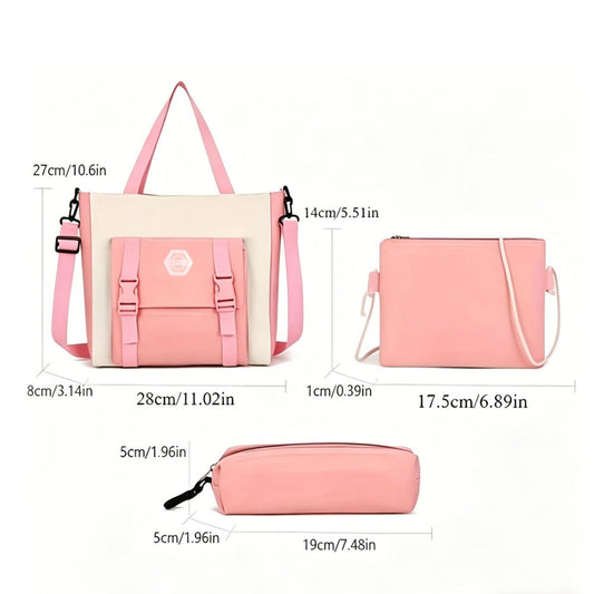 Backpack for Women – 4-Piece, Canvas, for Travel & School – detail view 5